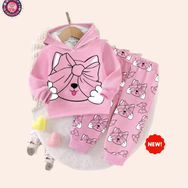 Baby pink tie Hoody Set